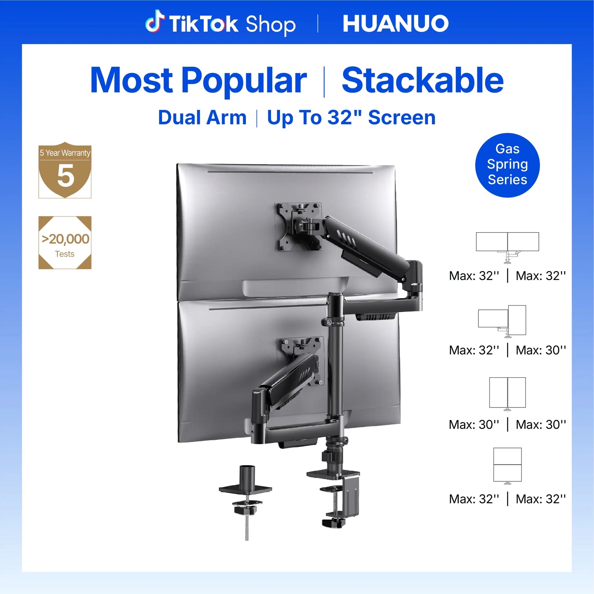 Stackable Dual Gaming Monitor Arm