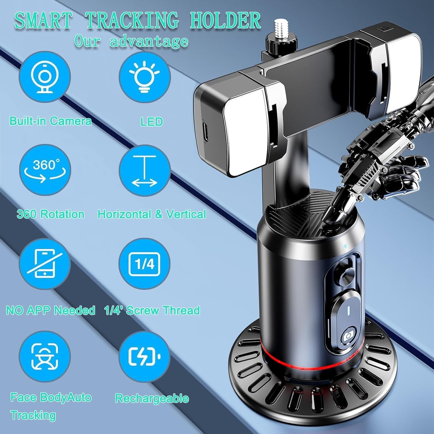 AI-Powered 360° Smart Face Tracking Phone Holder